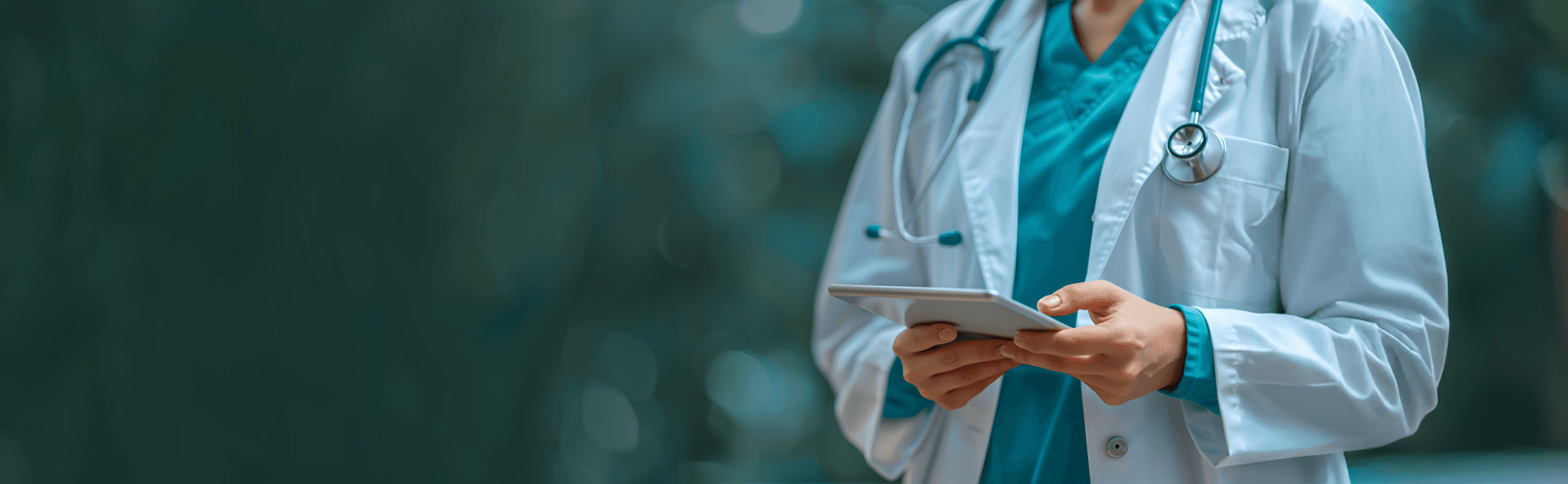 Médico jovem em fundo azul